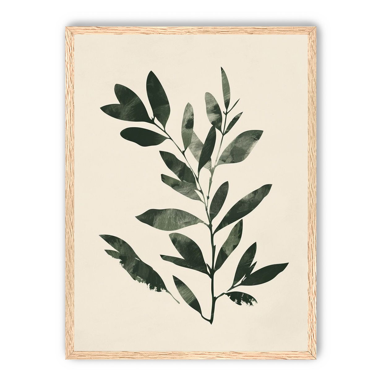 Dark green leaves on cream