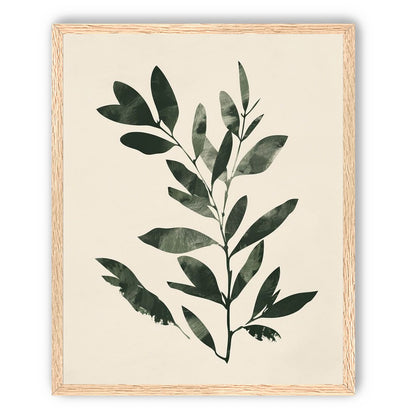 Dark green leaves on cream