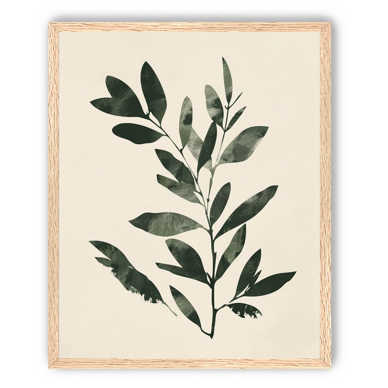 Dark green leaves on cream