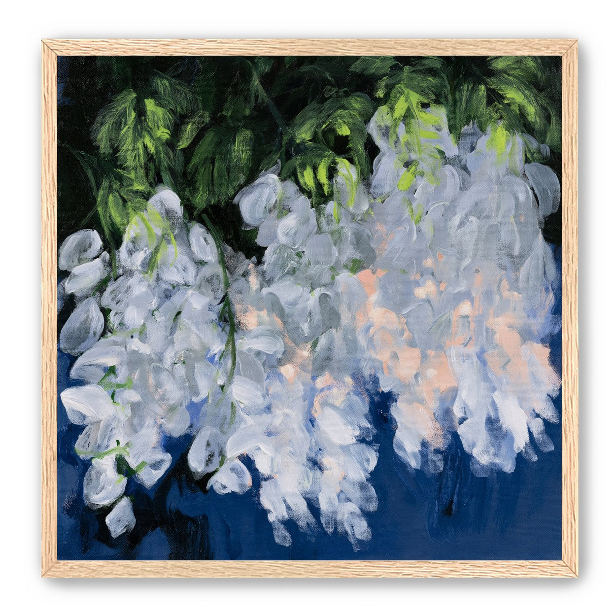 White blooms in blue shade