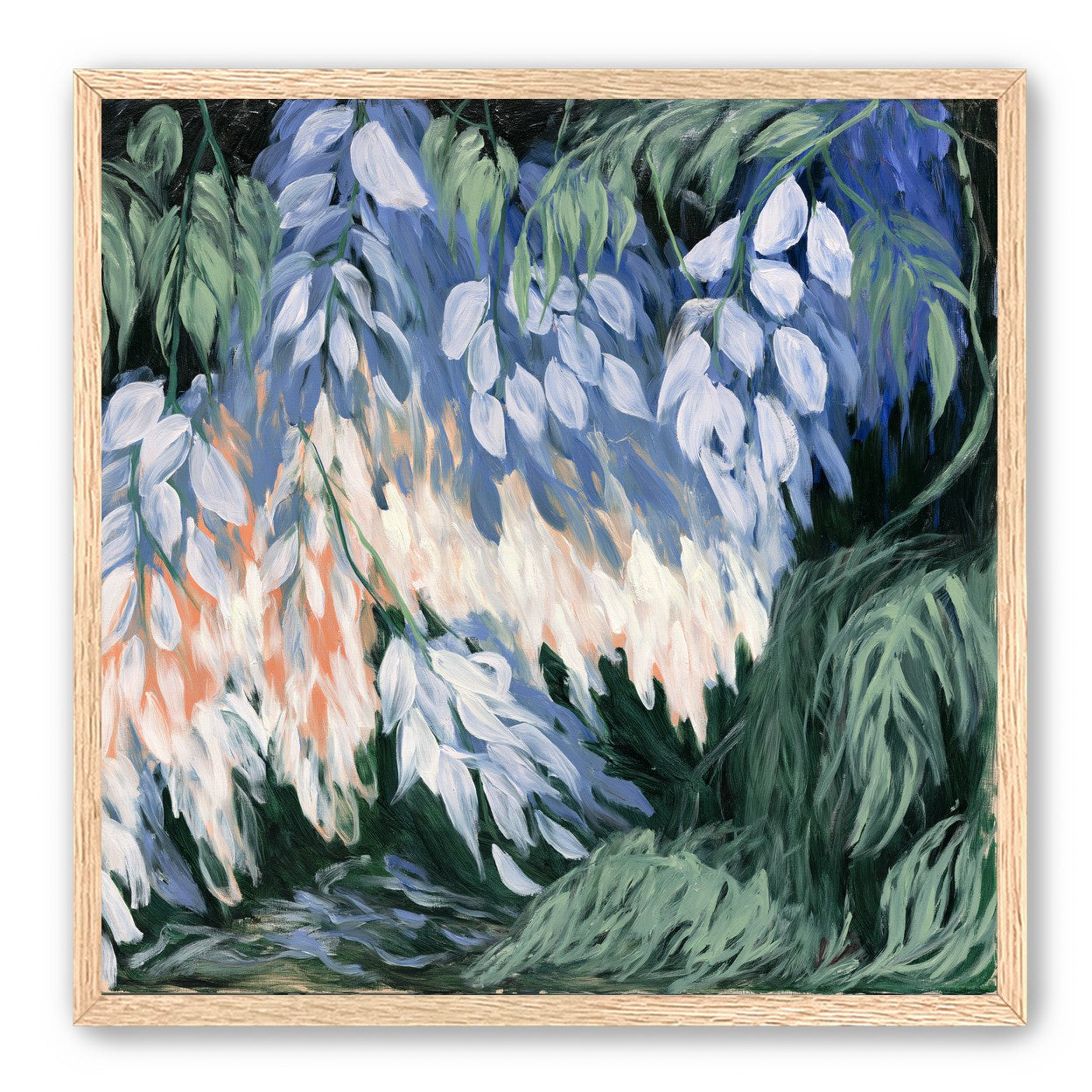 White blossoms in blue shade