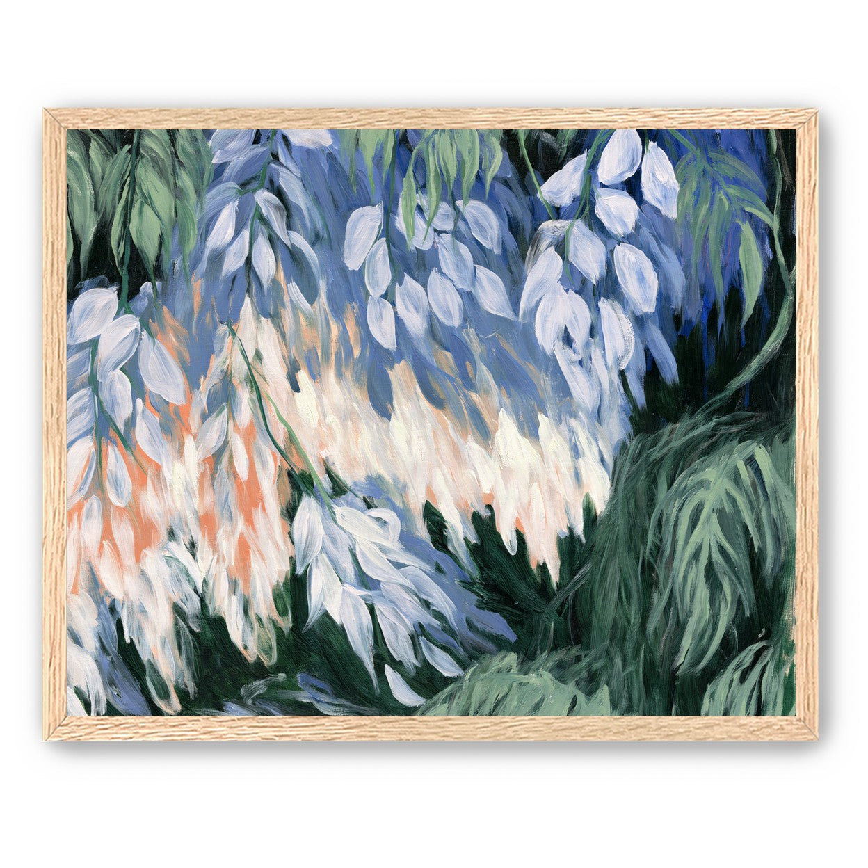 White blossoms in blue shade