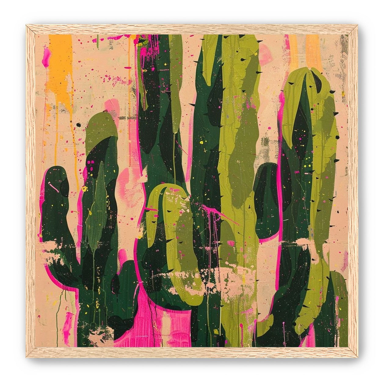 Cacti within pink drips