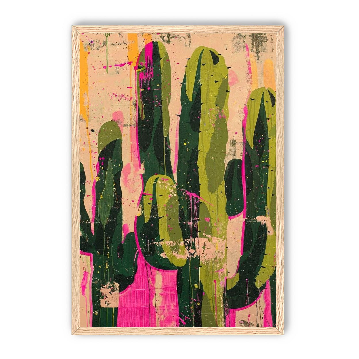 Cacti within pink drips