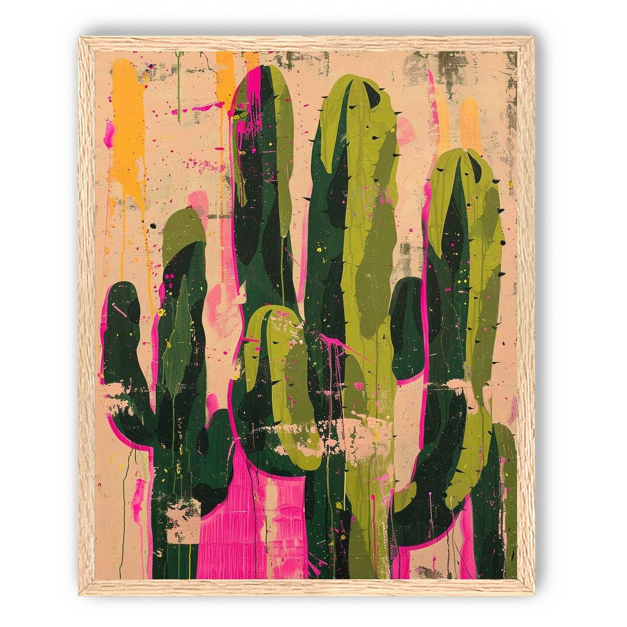 Cacti within pink drips