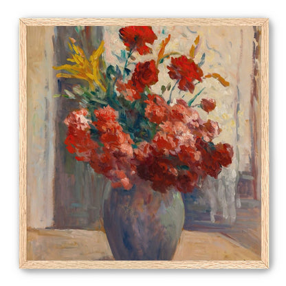 Flowers within a tall vase