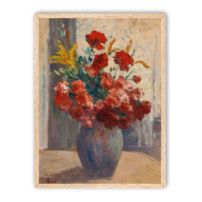 Flowers within a tall vase