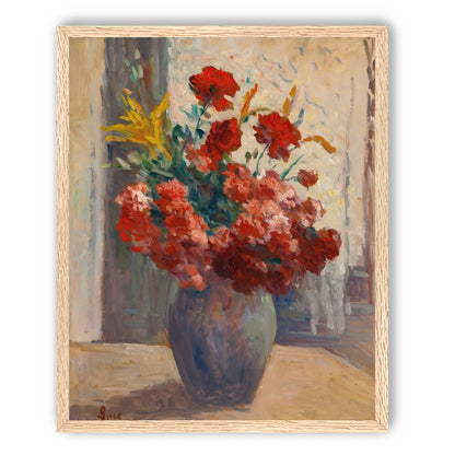 Flowers within a tall vase