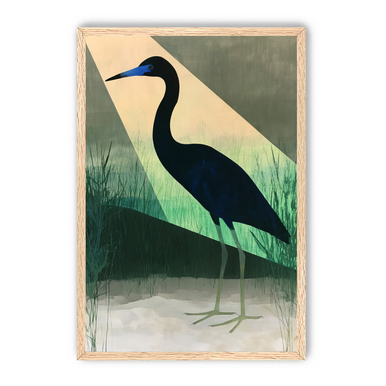 Blue beak in green light