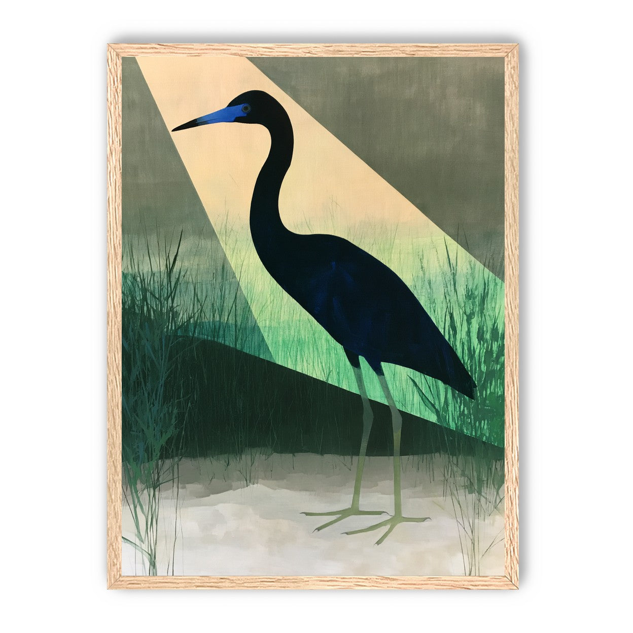 Blue beak in green light
