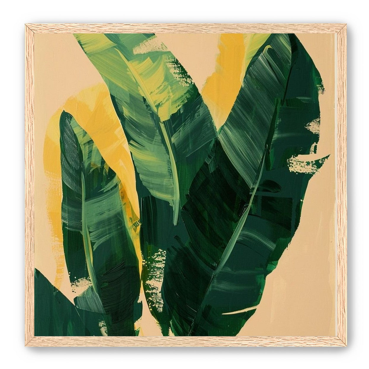 Green leaves in warm haze