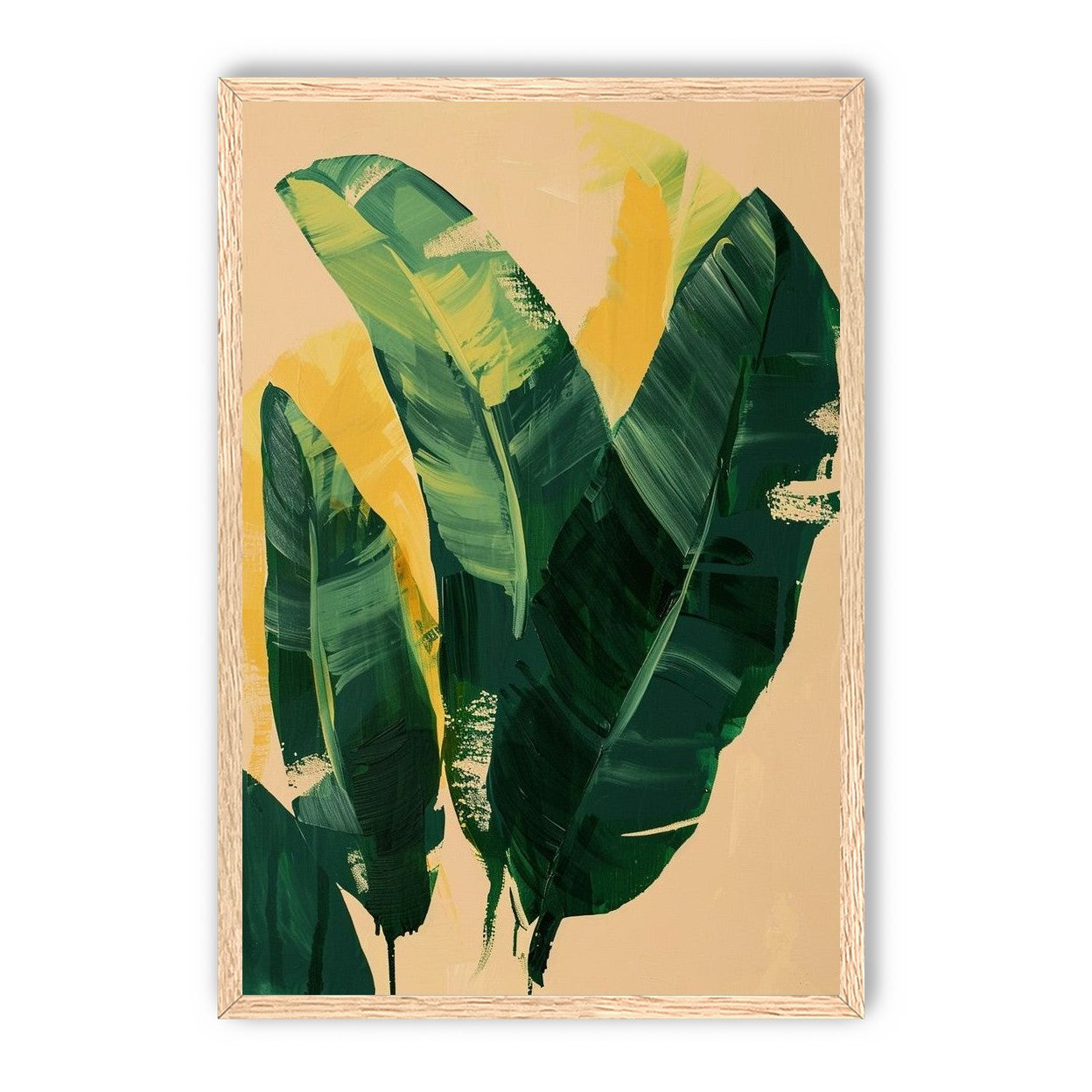 Green leaves in warm haze