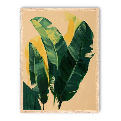 Green leaves in warm haze
