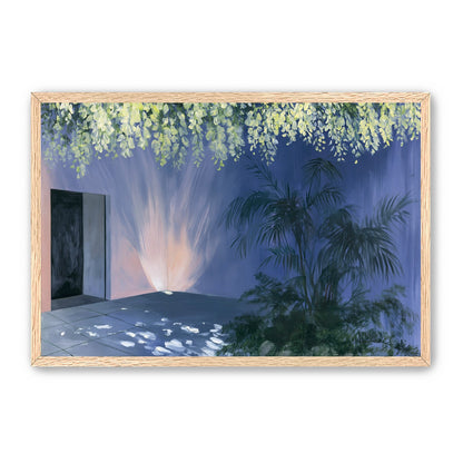 Light beneath hanging blossoms