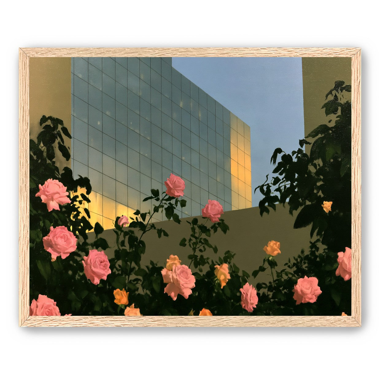 Roses against the glass wall