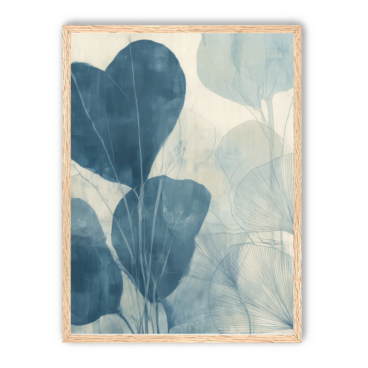 Leaves among pale blue space