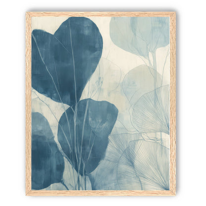 Leaves among pale blue space