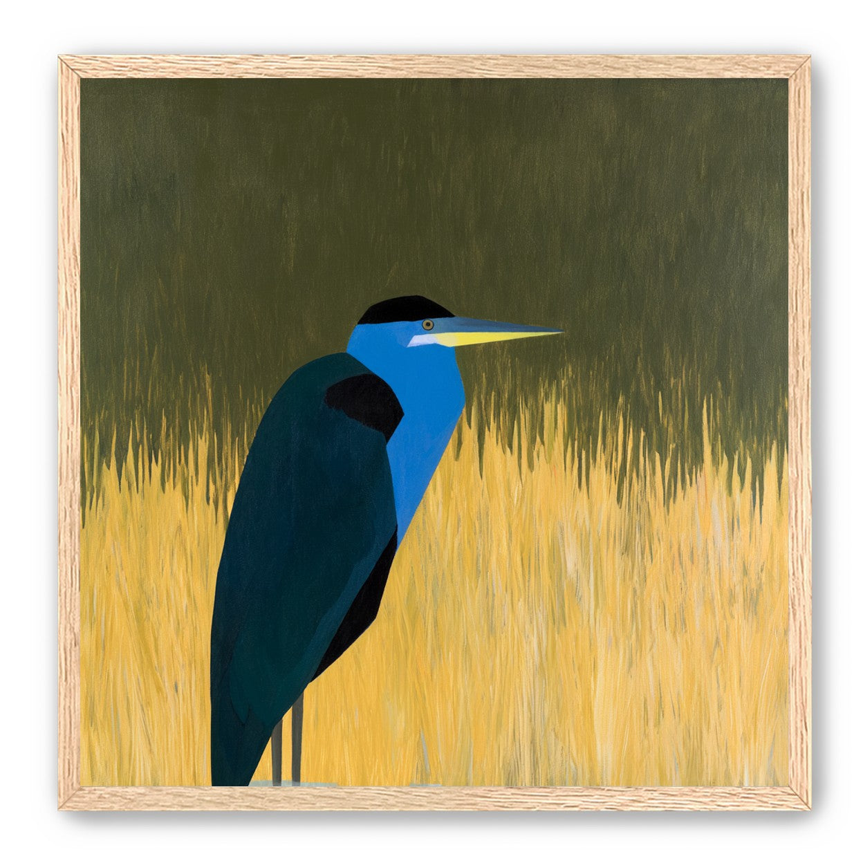 Blue bird in yellow grass