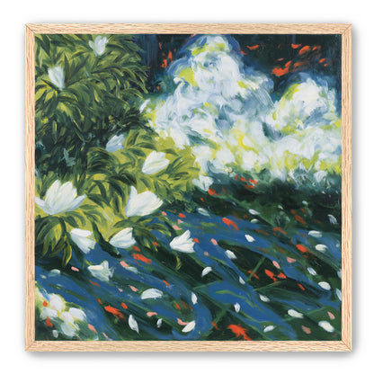 White petals on blue water