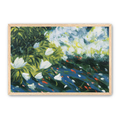 White petals on blue water