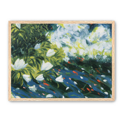 White petals on blue water