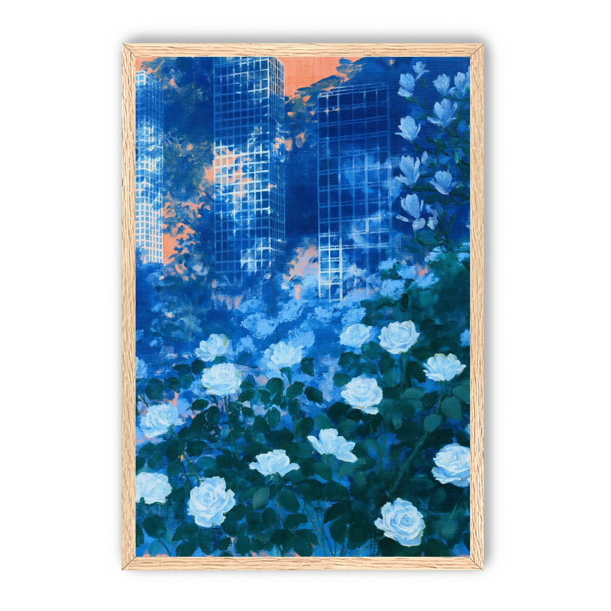 White roses before the towers