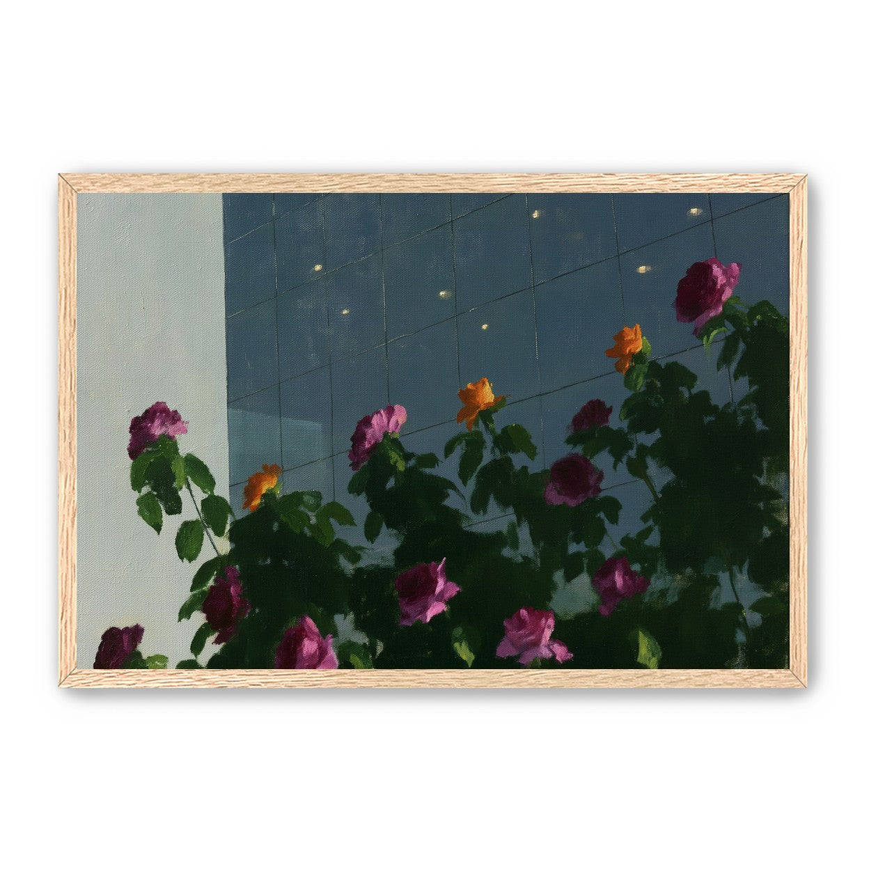 Flowers against the glass tower