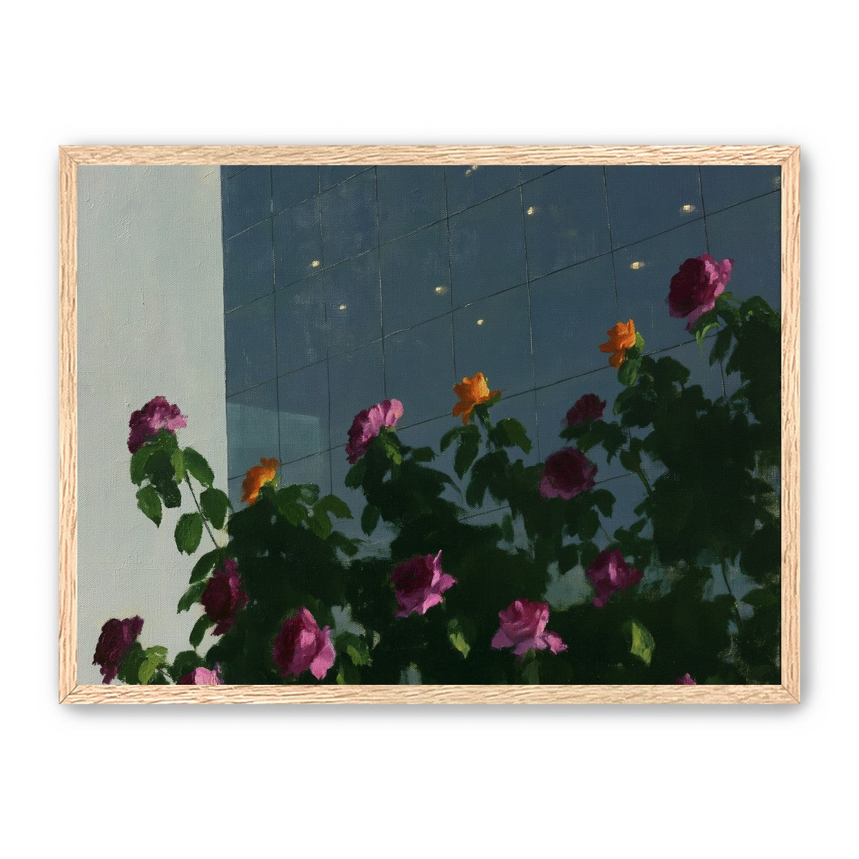 Flowers against the glass tower