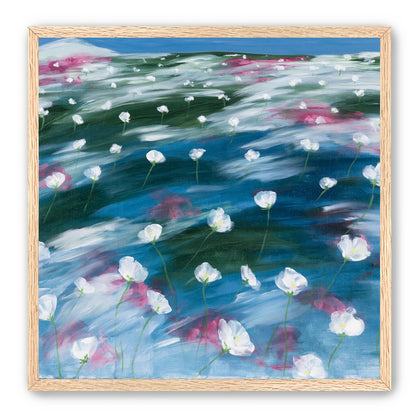 White flowers in windblown hills