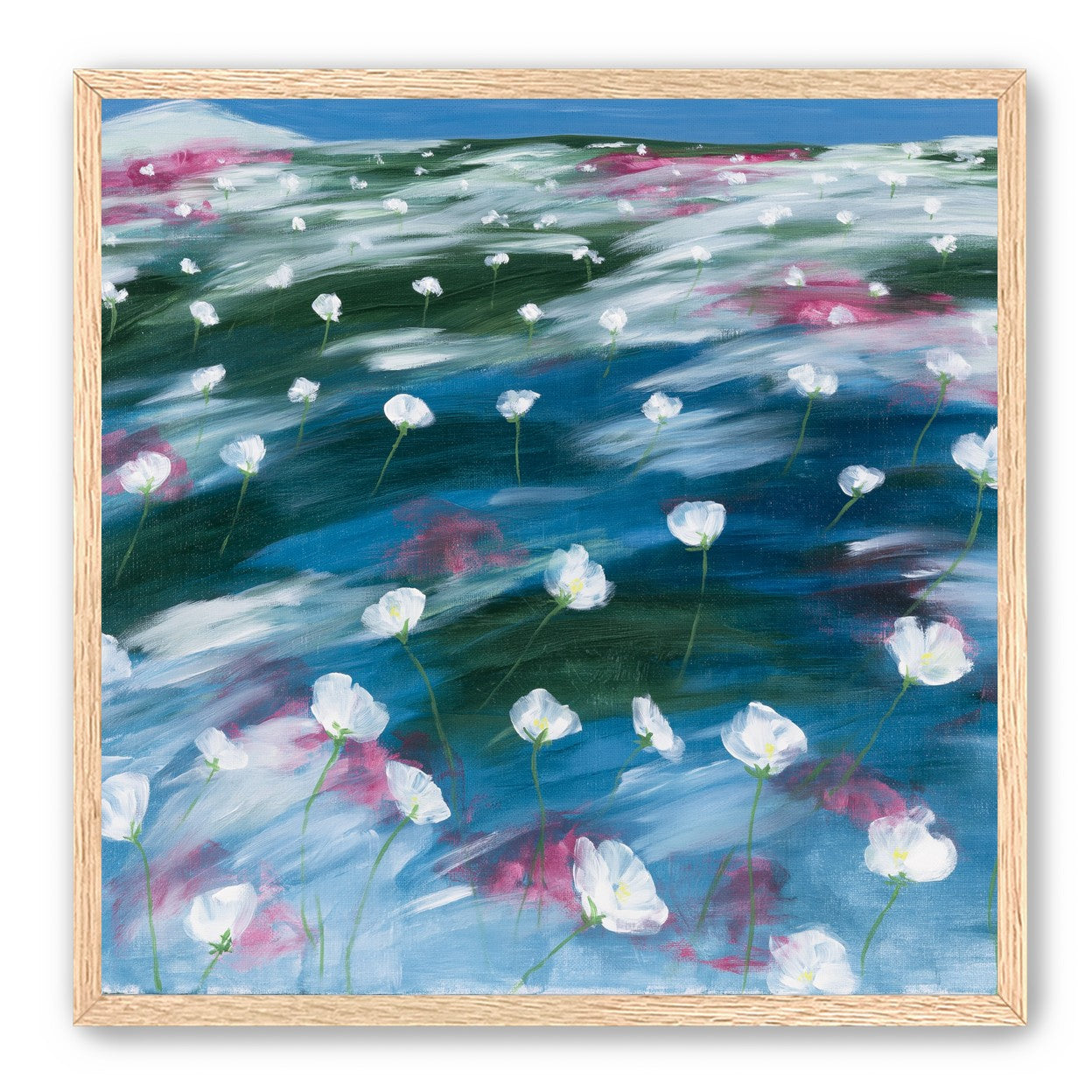 White flowers in windblown hills