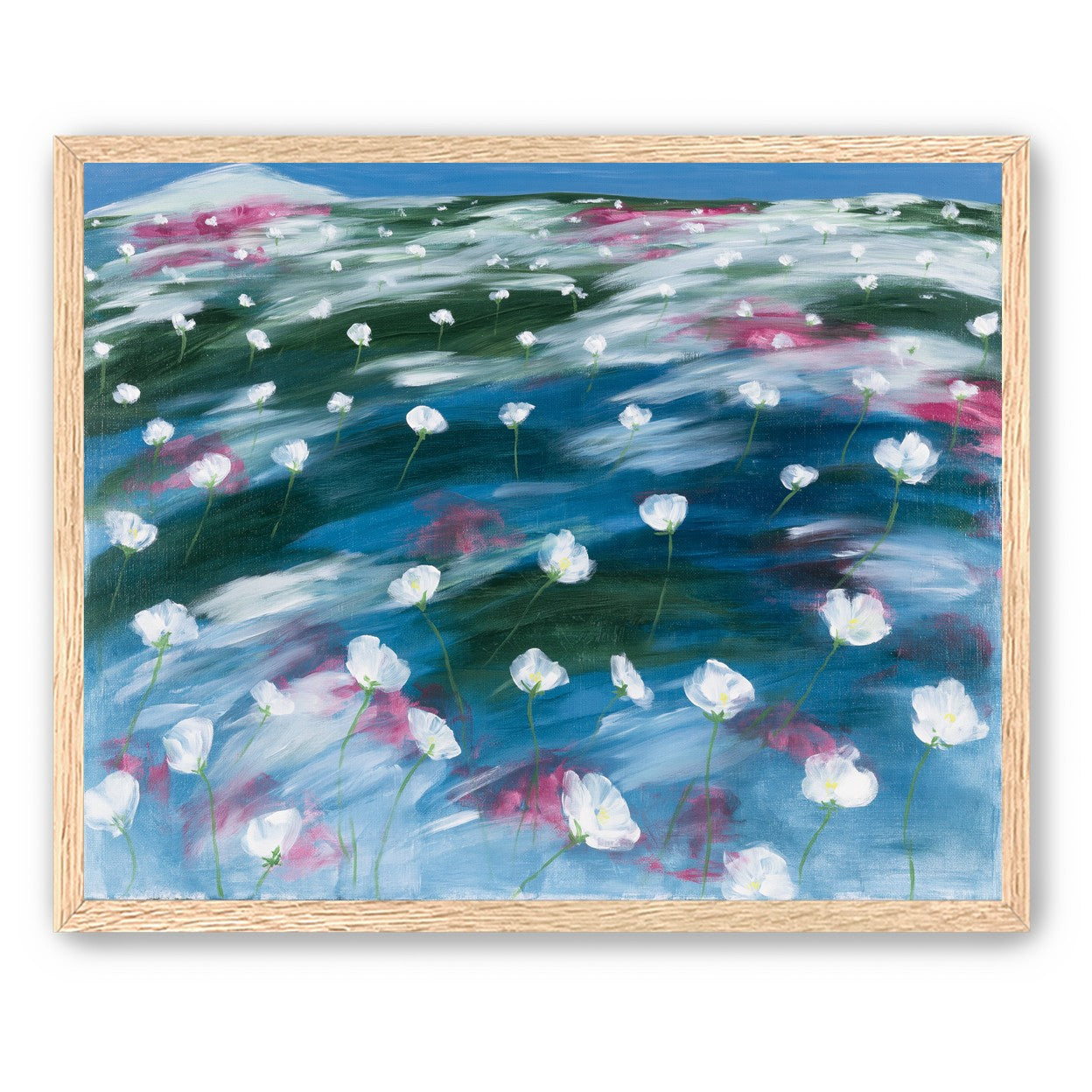 White flowers in windblown hills