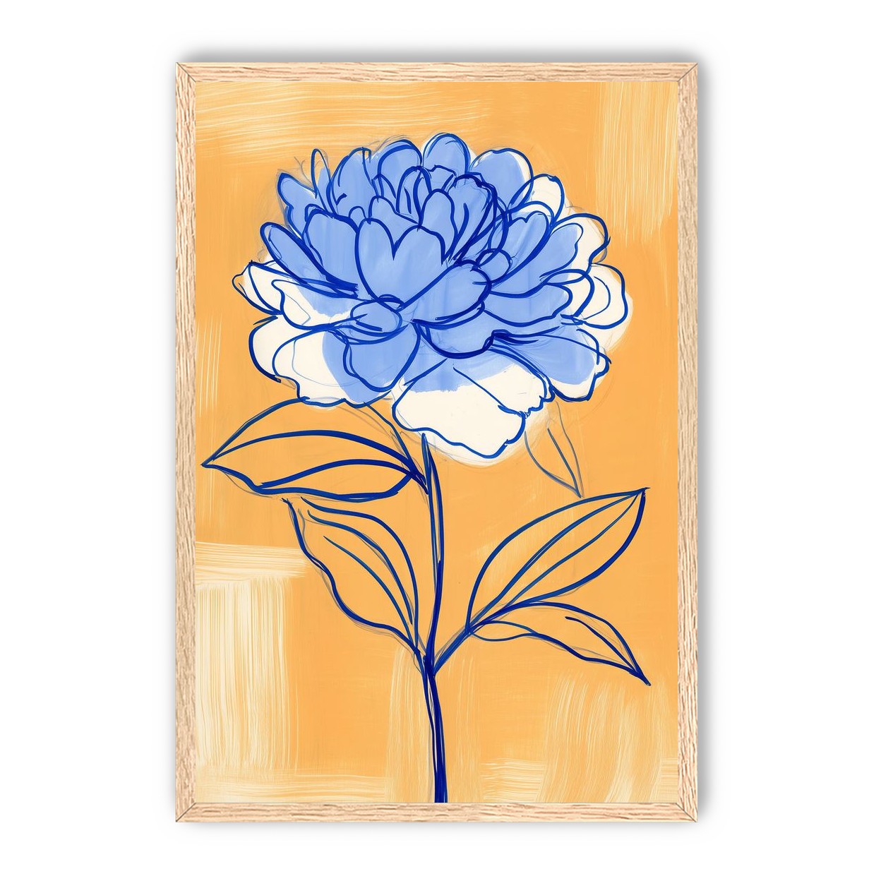 Blue Flower on Orange Field