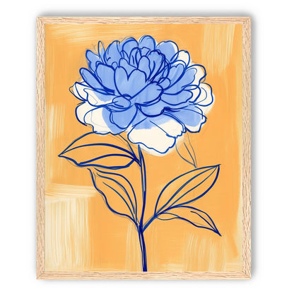 Blue Flower on Orange Field