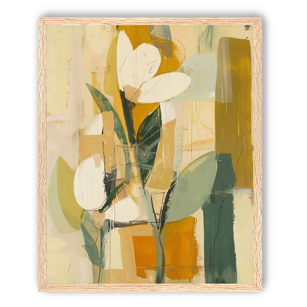 White forms within ochre blocks