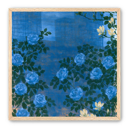 Roses against the blue towers