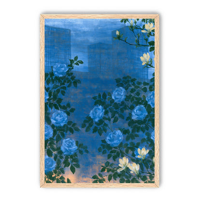 Roses against the blue towers