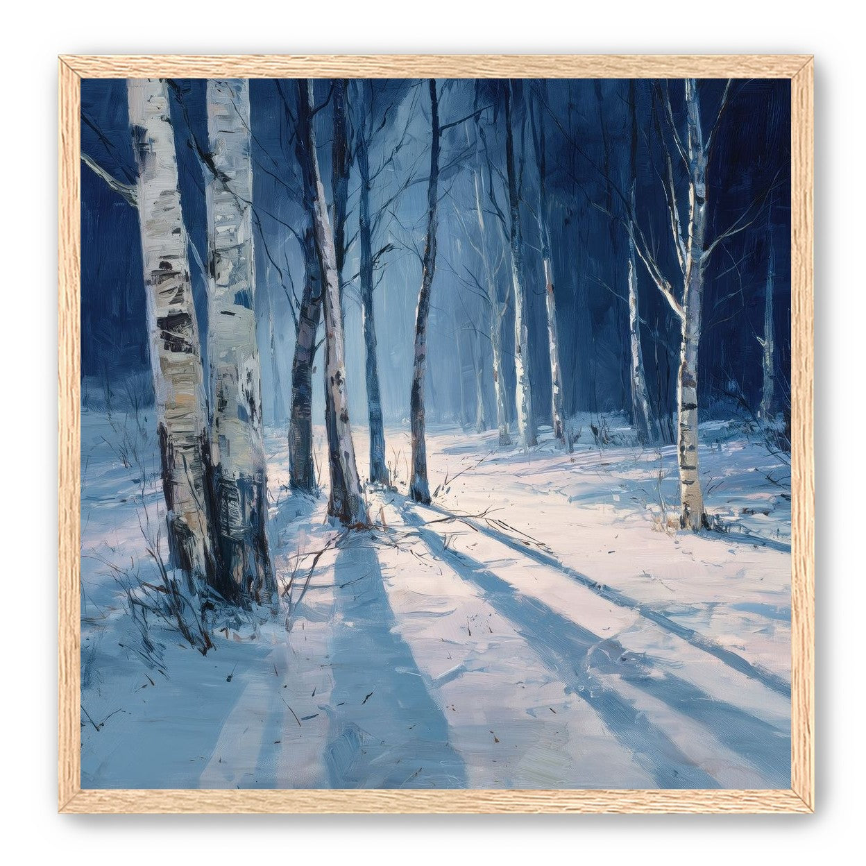 Snow Shadows Between Trunks