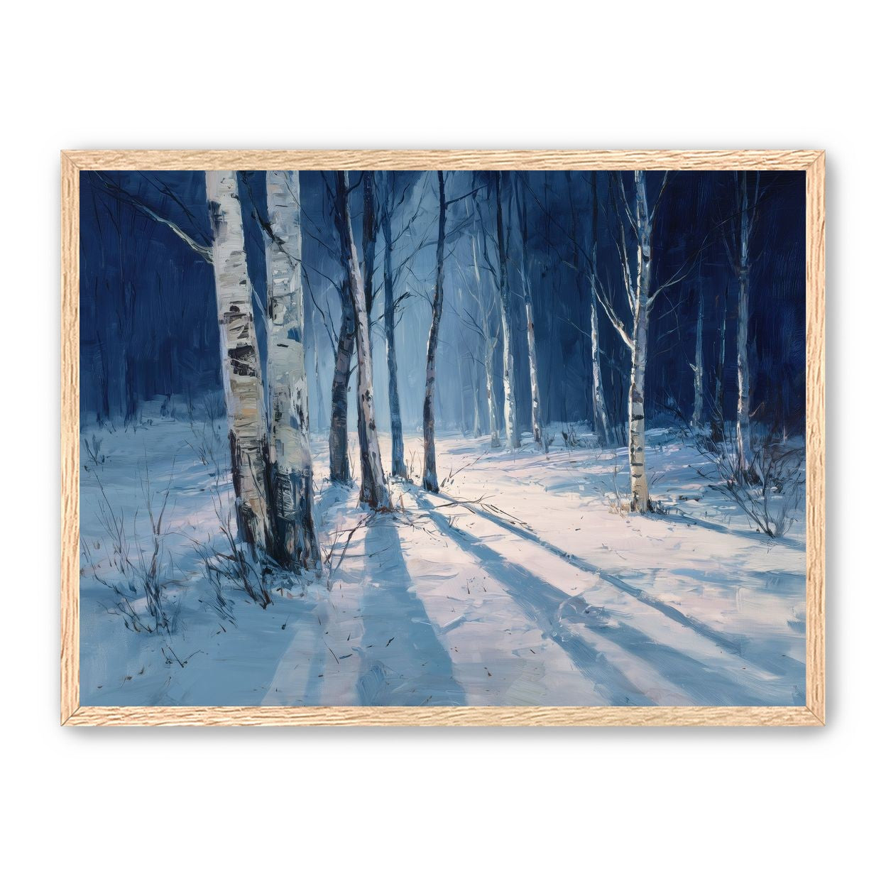 Snow Shadows Between Trunks