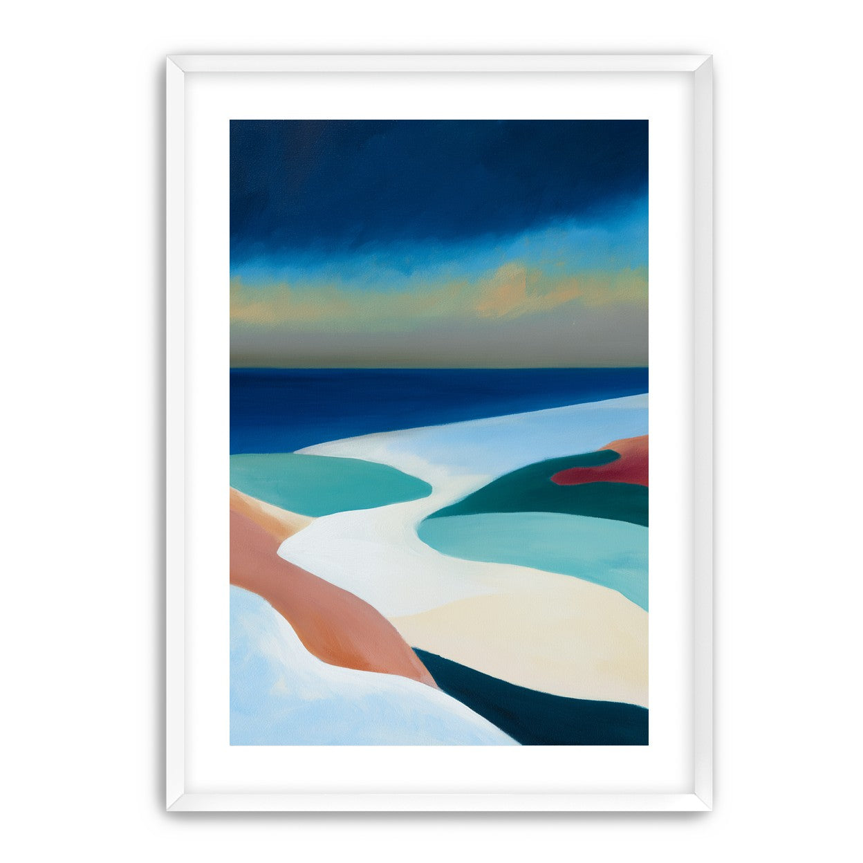 Sandbars under a heavy blue sky