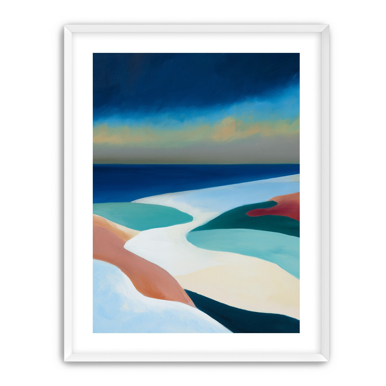 Sandbars under a heavy blue sky