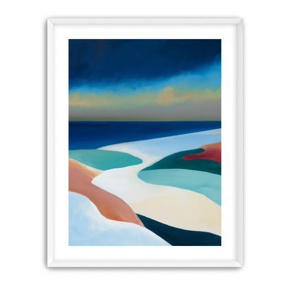 Sandbars under a heavy blue sky