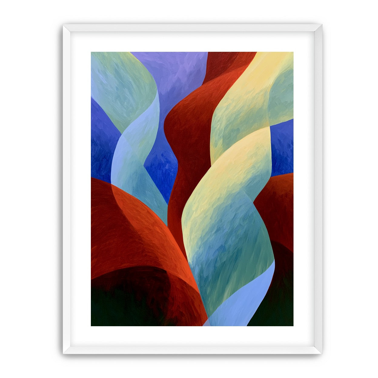 Red slips through cool blues