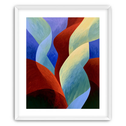 Red slips through cool blues