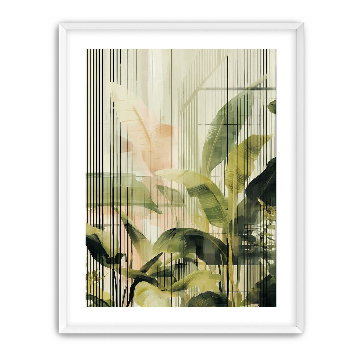 Green leaves in peach light