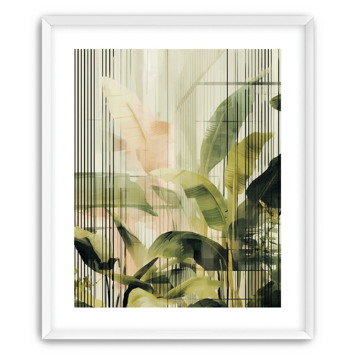 Green leaves in peach light
