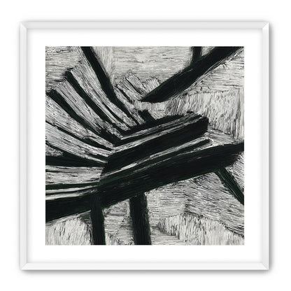 Black cuts through white grain
