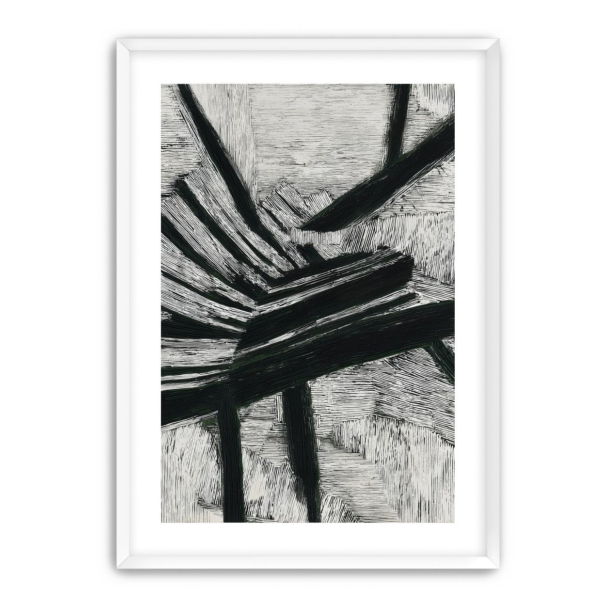 Black cuts through white grain