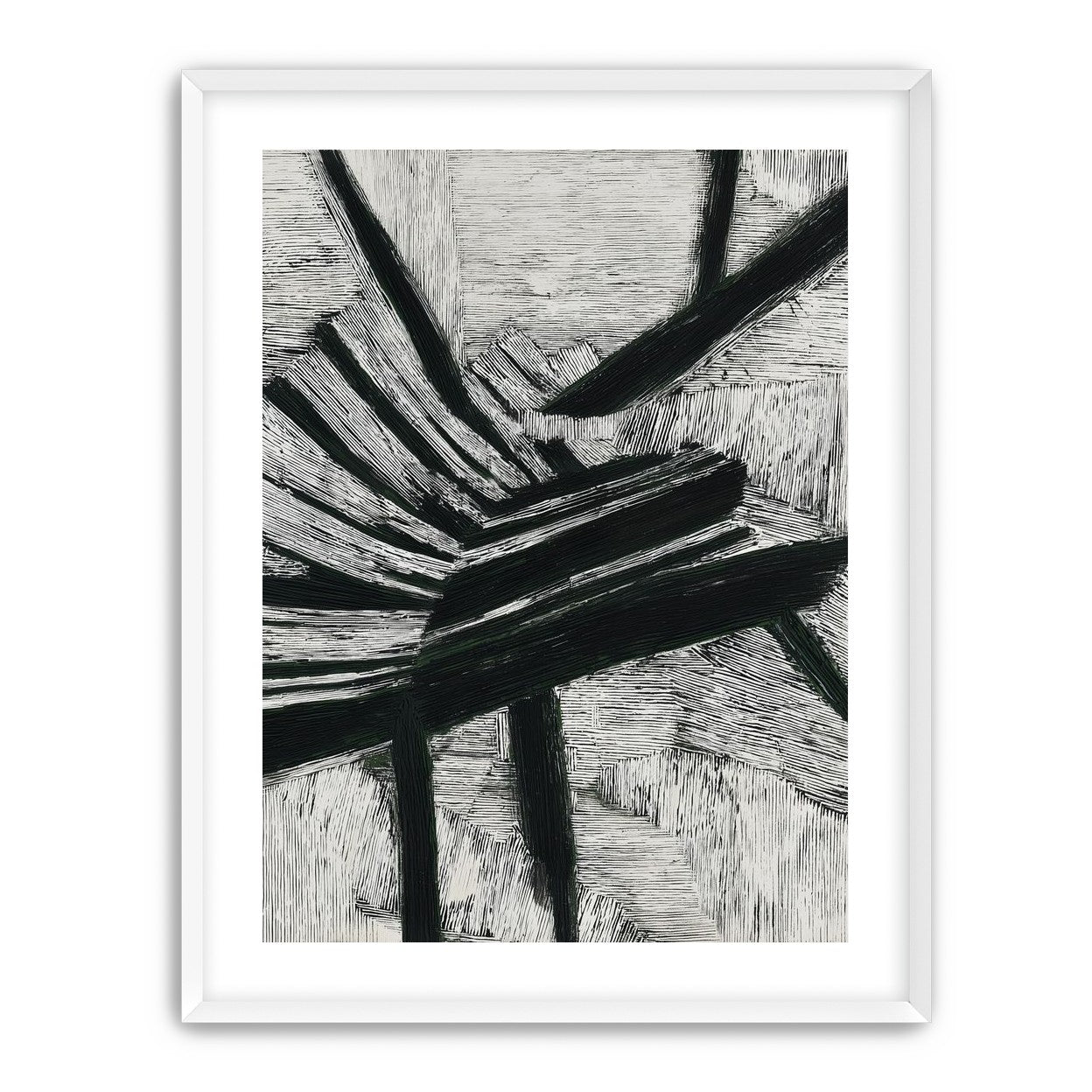 Black cuts through white grain
