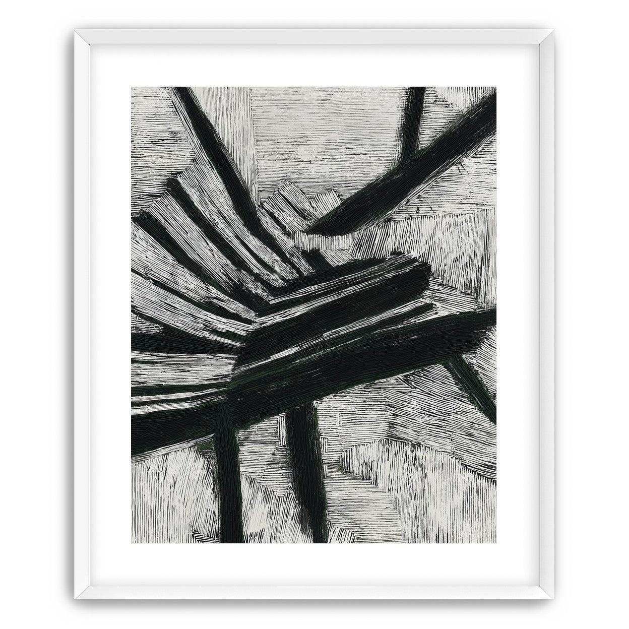 Black cuts through white grain