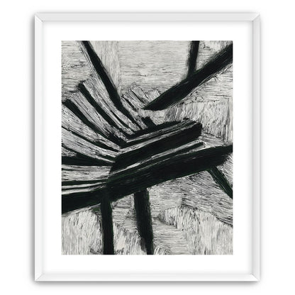 Black cuts through white grain